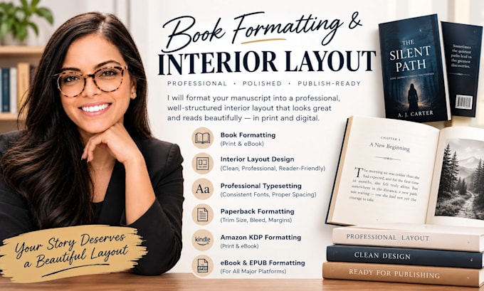 format your book, design book interior layout and prepare KDP paperback ebook
