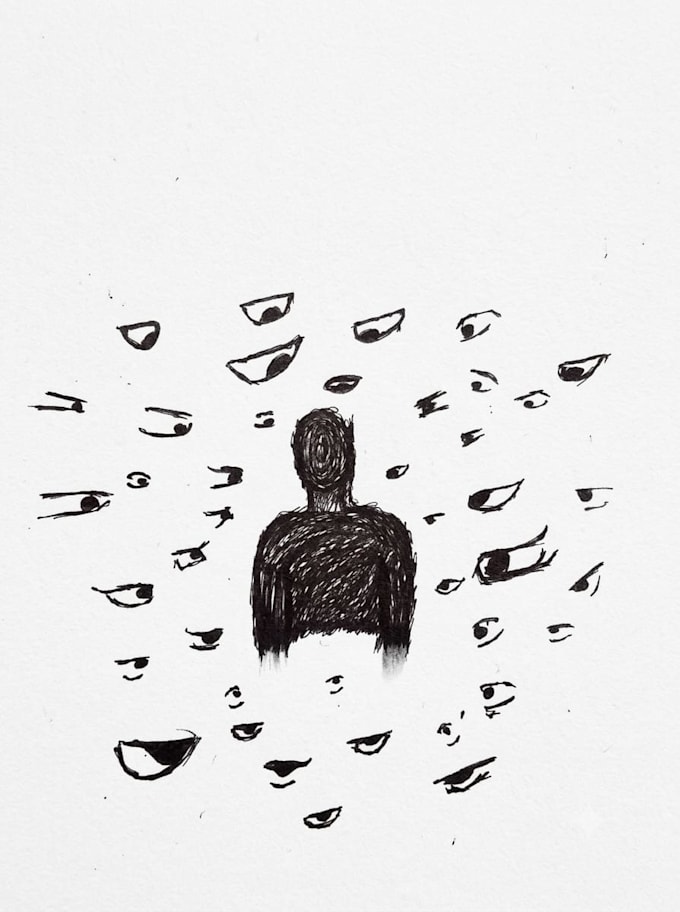 draw custom dark emotional line art portraits