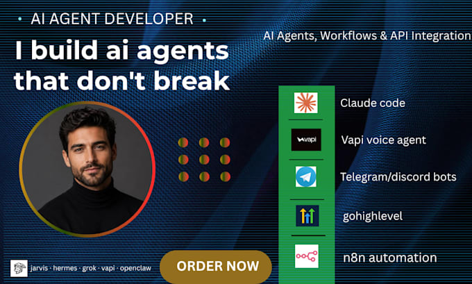 jarvis hermes ai agent n8n automation claude code telegram grok bot volset