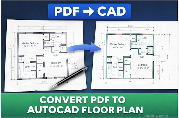 convert PDF to autocad floor plan with accurate drafting