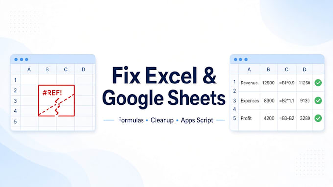 fix excel or google sheets formulas and clean messy data