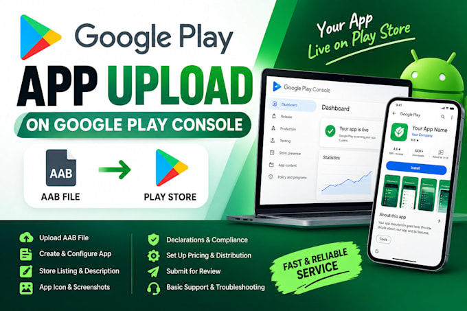 handle and upload app on google play console account