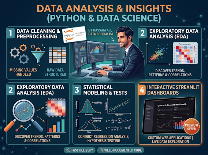 do python data analysis, statistical analysis and eda