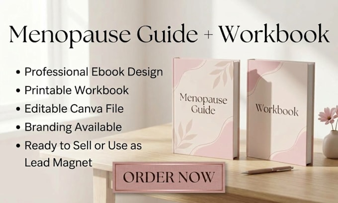 create a professional menopause,perimenopause guide ebook and workbook