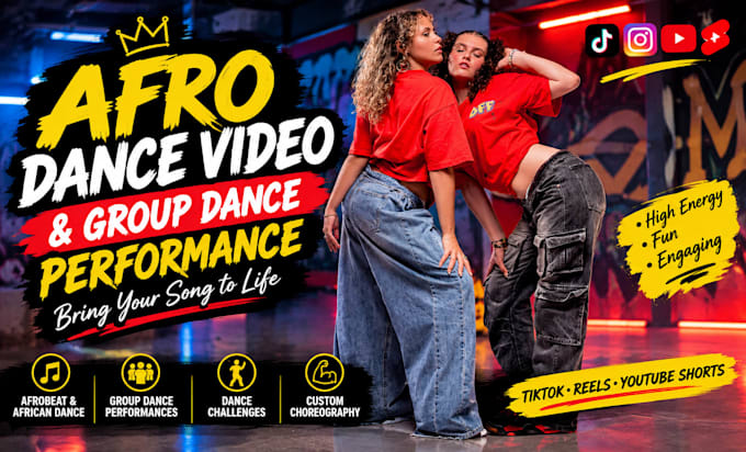 perform an energetic afro dance video and group dance challenge
