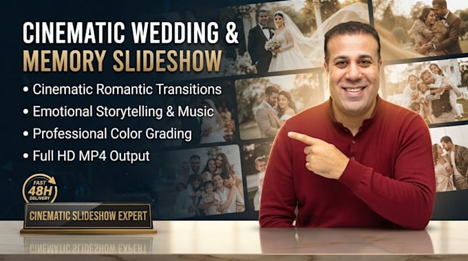 create a cinematic wedding and memory photo slideshow