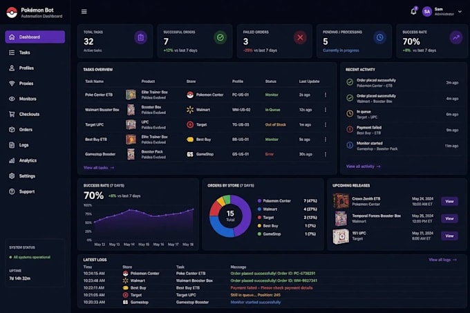 develop pokemon bot, auto checkout bot and web automation