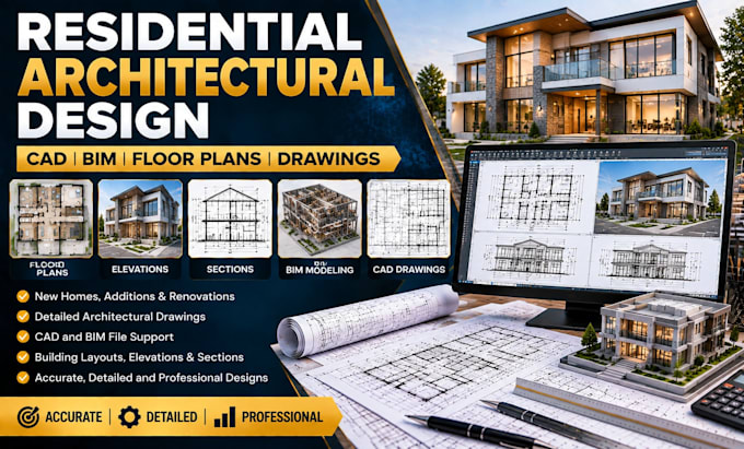 create architect drawing residential projects details available cad bim file