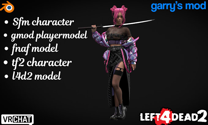 port, create sfm model, tf2 character, l4d2, gmod playermodel, mmd, fnaf model