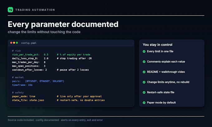 build a complete crypto trading bot with journal and daily reports