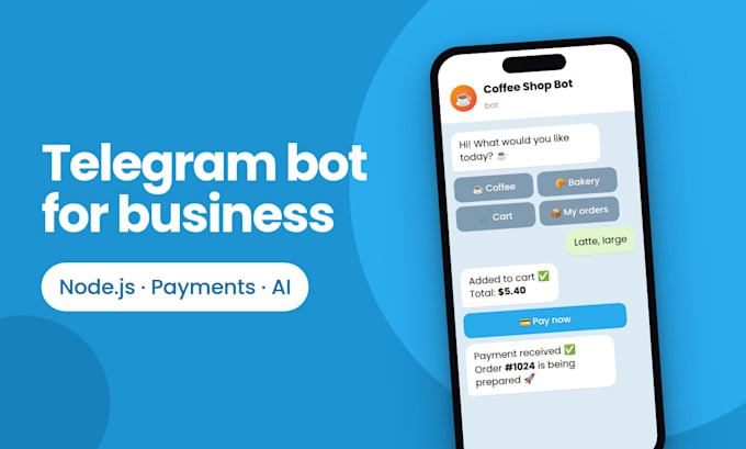 develop a custom telegram bot in node js for your business