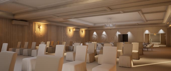 design commercial event hall interior layout 3d architectural render panoramic