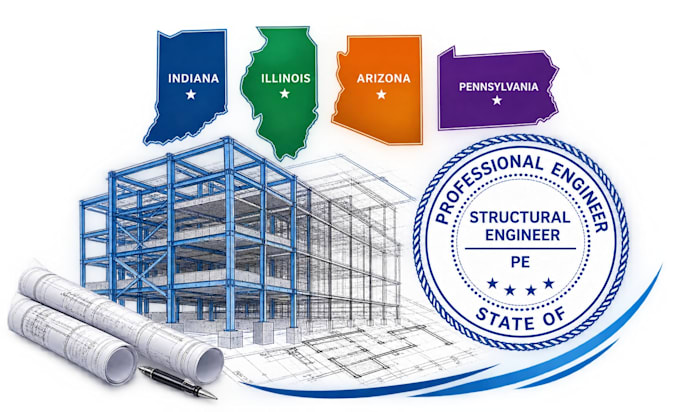 provide structural engineer stamp for indiana illinois arizona pennsylvania