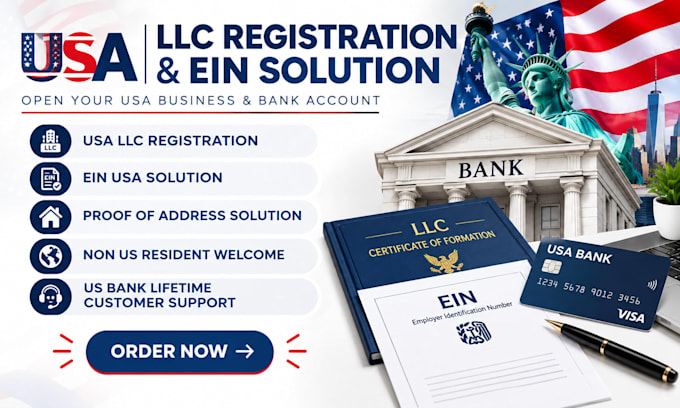 register a USA llc, wyoming llc and assist with ein application