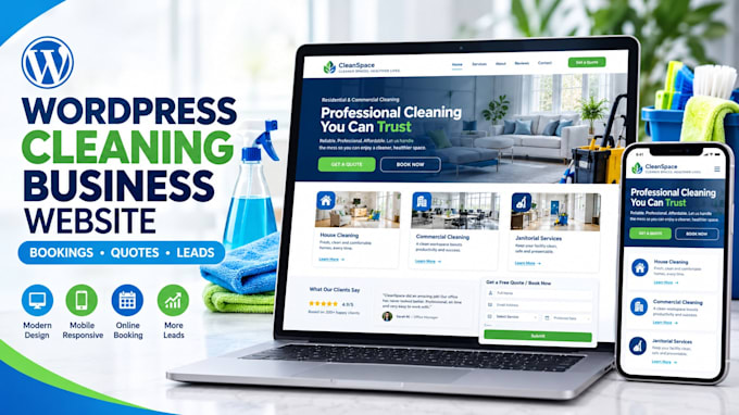 do wordpress cleaning website, janitorial maid service or house cleaning website