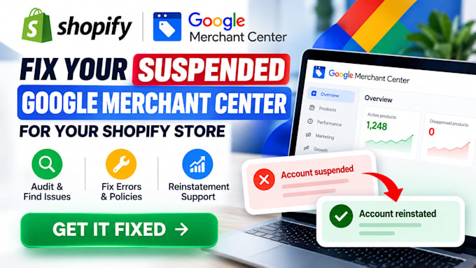 fix google merchant center suspension and misrepresentation