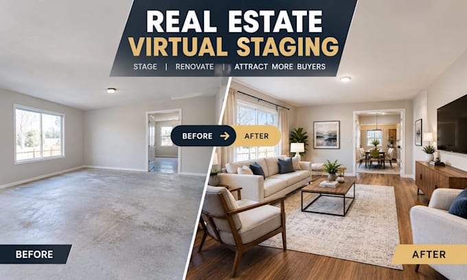 create realistic real estate virtual staging and renovation