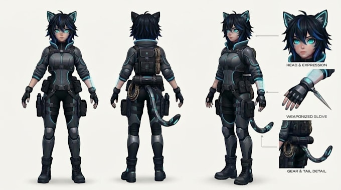 create custom furry, vrchat avatar, fursona, furry character and 3d model