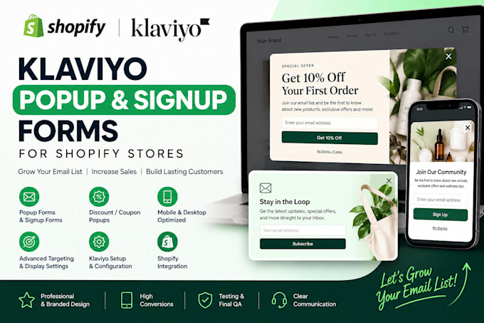 create klaviyo popup forms and signup forms for shopify