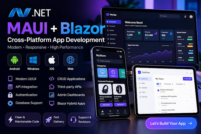 build a cross platform app using dotnet maui and blazor