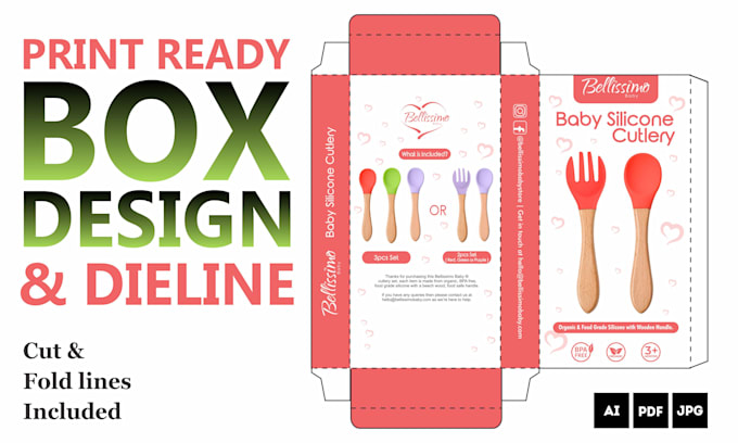 design custom packaging box, product box and mailer box with dieline