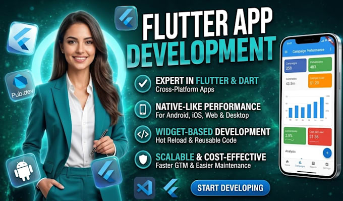 build mobile app development, flutter, flutterflow, flutter developer