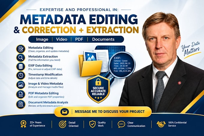 do metadata editing, analysis, video and data extraction for images and document