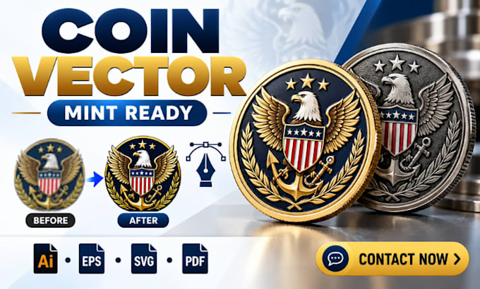 convert challenge coin logo, command coin artwork into mint ready vector file