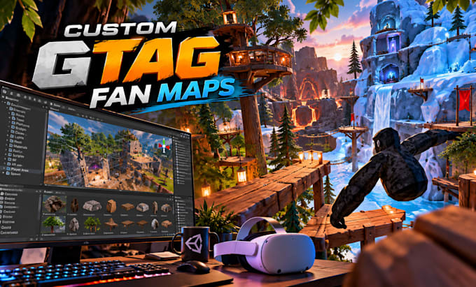 create a custom gorilla tag fan game map in unity VR