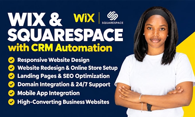 design wix and squarespace website with automation