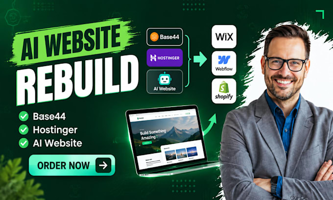 rebuild convert base44 hostinger ai website to wix webflow shopify website