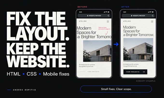 fix your website layout and mobile issues with HTML and CSS