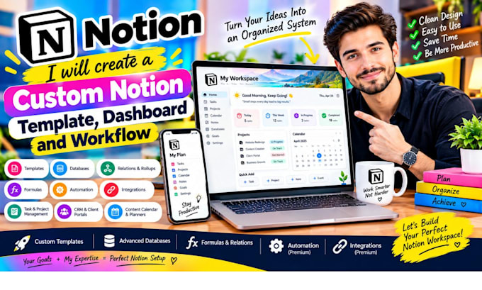 create a custom notion template, dashboard and workflow