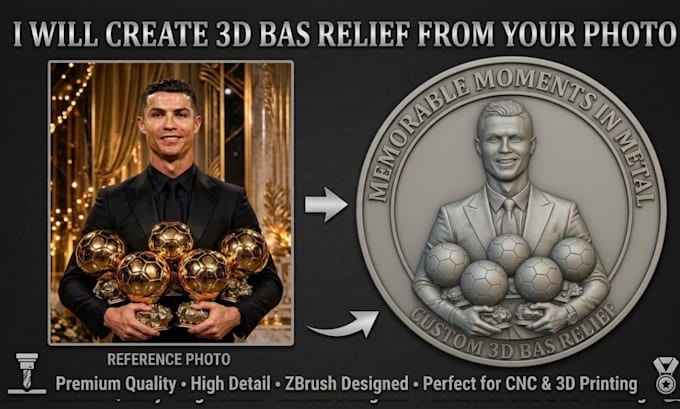 create custom 3d bas relief stl for cnc, models carving and engraving