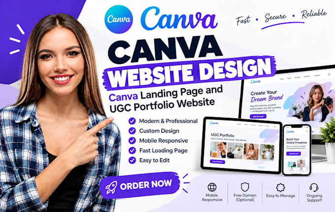 canva website design, canva landing page, ugc portfolio website, website design