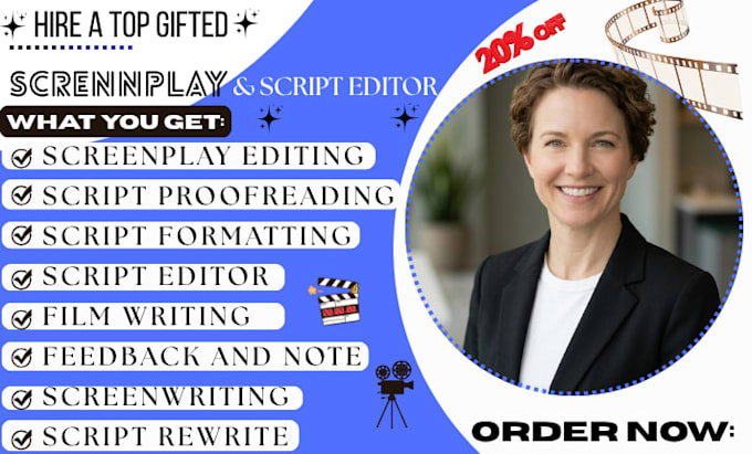 edit and proofread your screenplay movie script or film script