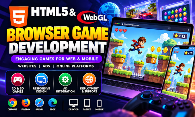 develop a responsive HTML5 webgl browser game