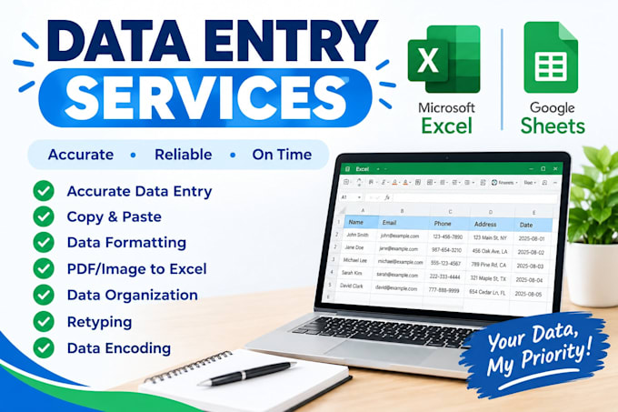 do accurate data entry, excel and google sheets work