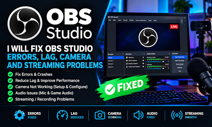 fix obs studio errors, lag, camera and streaming problems