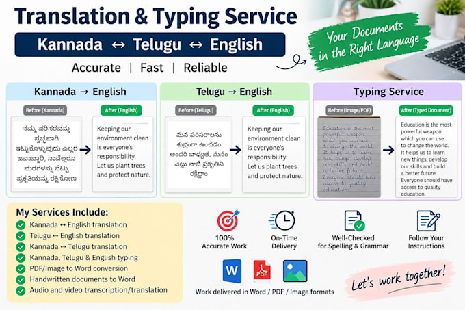 translate and type kannada, telugu and english