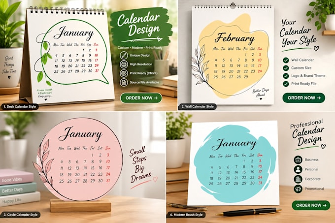 design professional custom calendar for print digital use