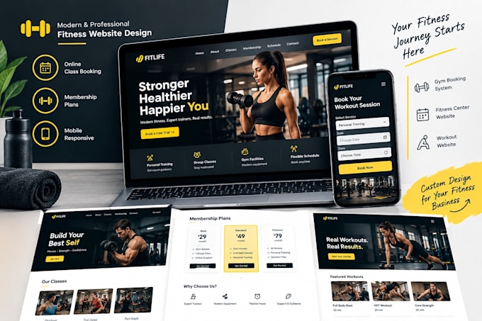design gym booking website,fitness center website ,workout website