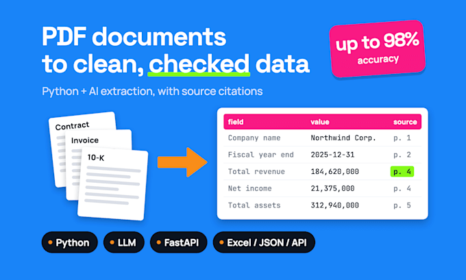 extract data from PDF and scanned documents to excel or json with ai ocr
