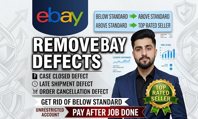 remove ebay feedbacks, transaction, late shipment defects make account top rated