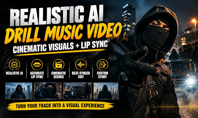 create an ai drill music video with realistic visuals and lip sync