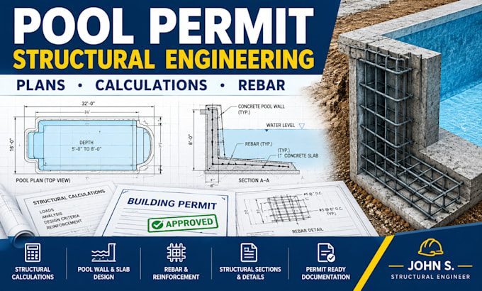 provide pool structural engineering plans calculations for permit