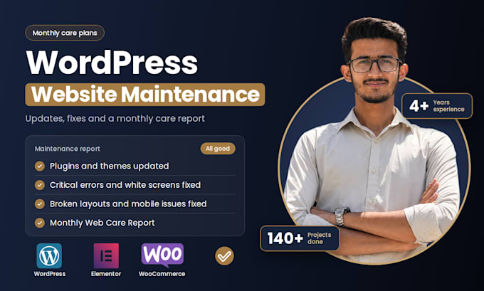 do monthly wordpress maintenance and support, updates and bug fixes