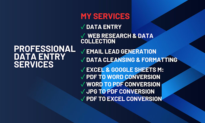 do data entry, PDF conversion and email lead generation