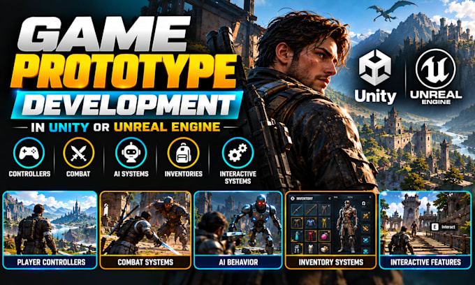 develop a game prototype and core mechanics in unity or unreal