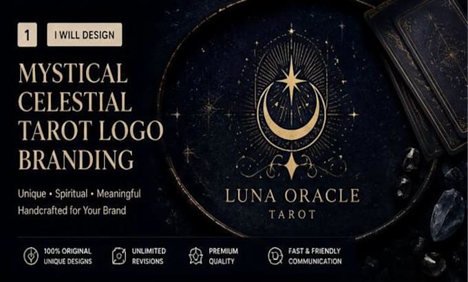 design mystical, celestial, tarot logo branding